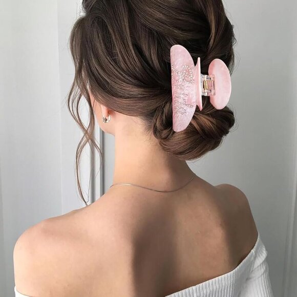 Pink Bridal Rhinestone Claw Hair Clip for Women Wedding Bridesmaids Accessories main image 5